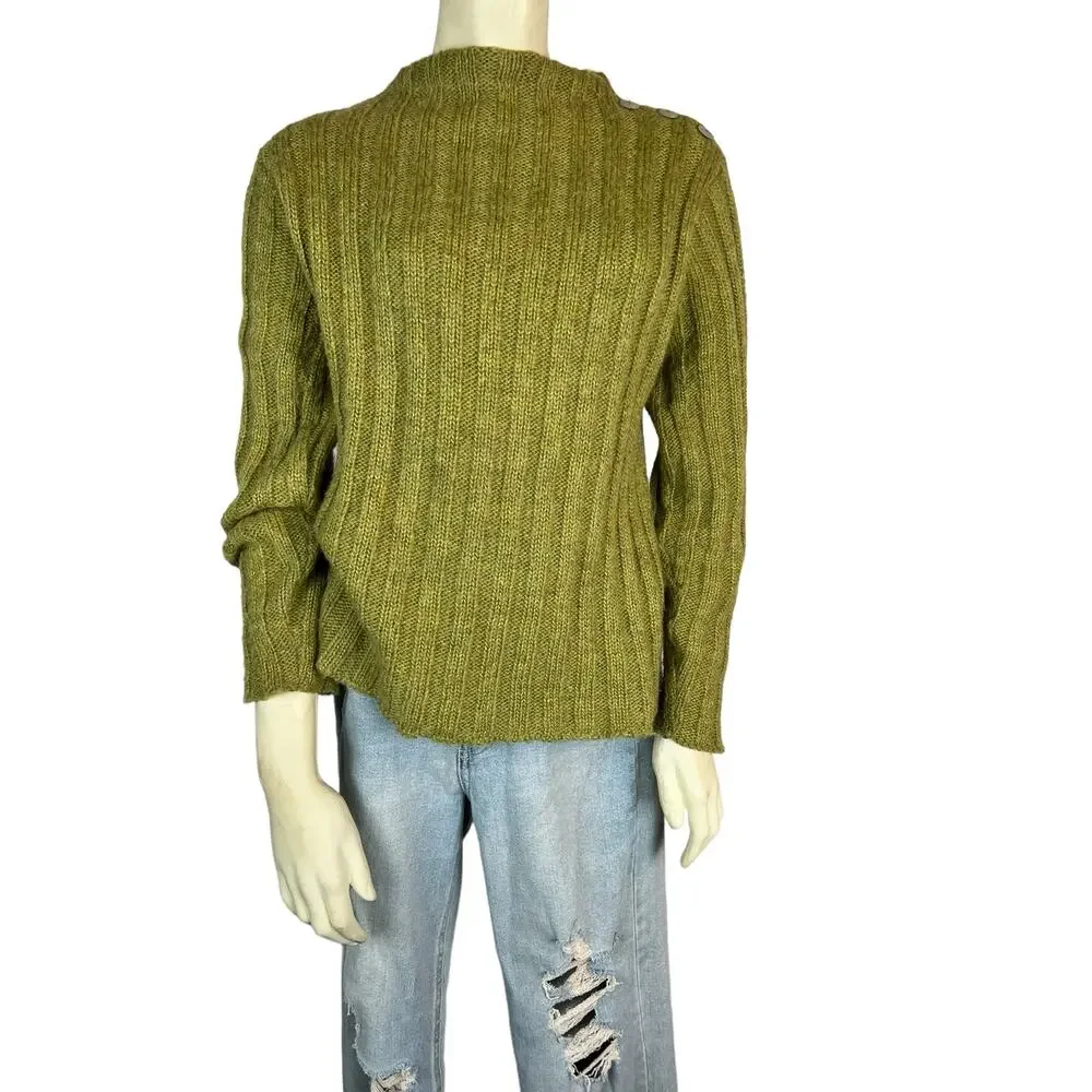 Oona New England green Sweater Acrylic Mohair Gorpcore Casual Ribbed Twee